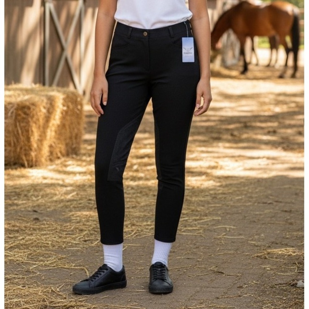 Tuff Rider Women's Pull‎ On Breeches Pants Equestrian Black Riding Size 38 NWT